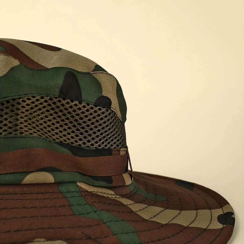 1pc Men's Camouflage Adjustable Outdoor Bucket Hat Color sent randomly