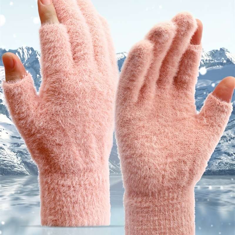 1 Pair Watermelon Red Warm Gloves