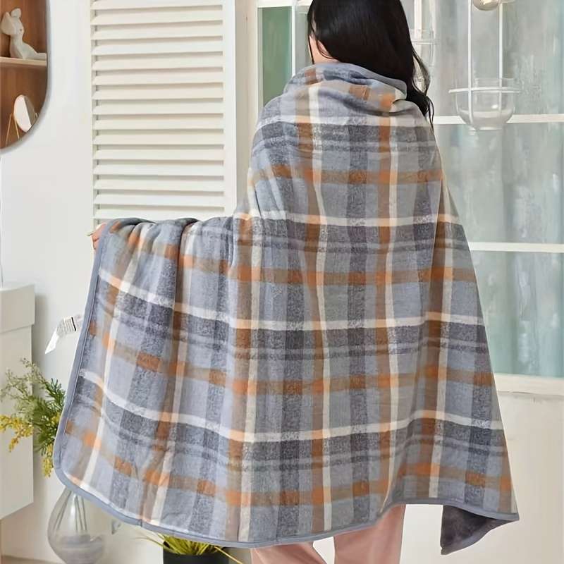 1ps Blanket Color RedAndCoffee Grids size 100x140cm
