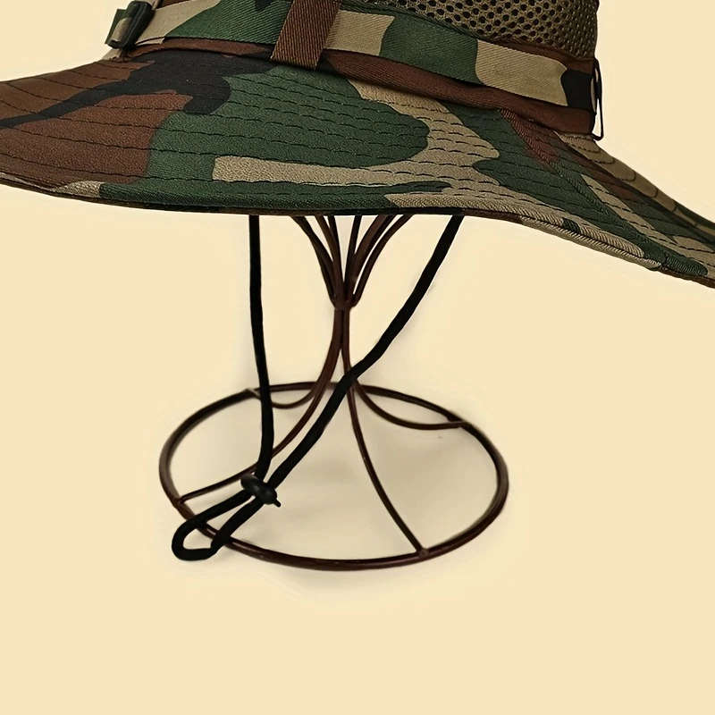 1pc Men's Camouflage Adjustable Outdoor Bucket Hat Color sent randomly