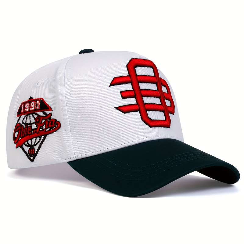 1pc Trendy OE Embroidery Baseball Cap Lightweight Adjustable Dad Hats Color Block Breathable Sun Ha