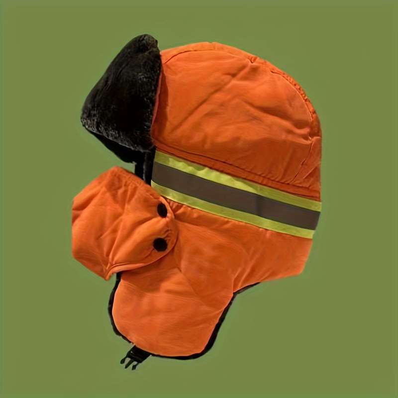 1pc Unisex Winter Cycling Cap with Built-In Face Mask Thickened Windproof Reflective Strips Ful