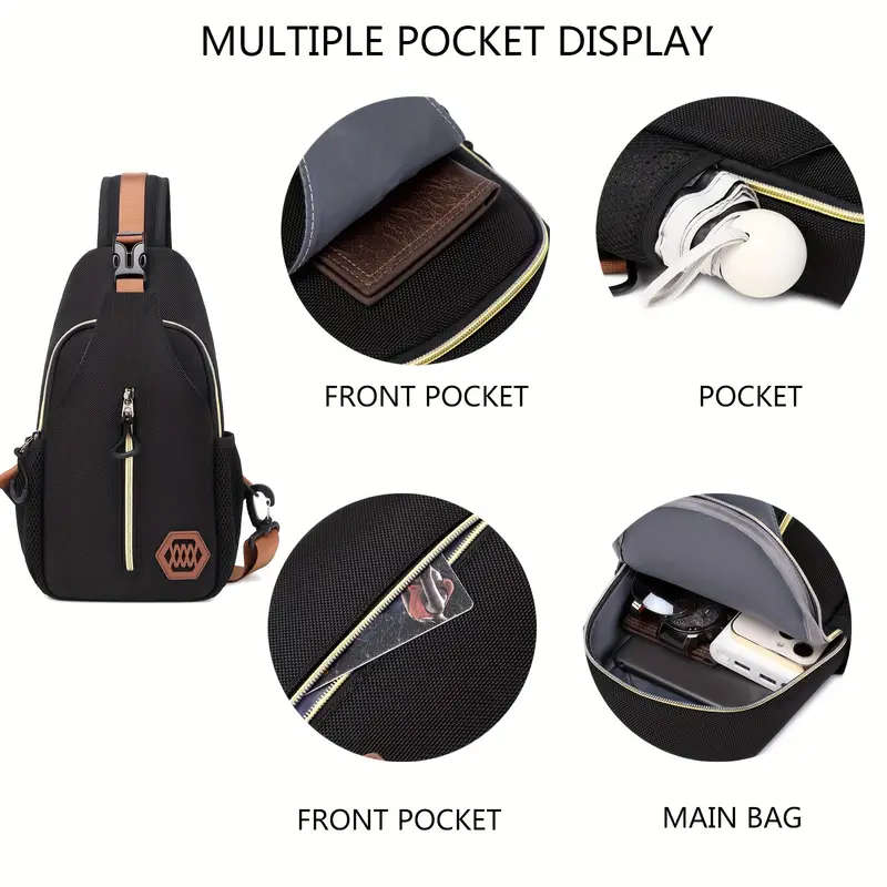 1pc Men's Adjustable Chest Bag Waterproof Portable Shoulder Bag Crossbody Bag Very Suitable For Trav