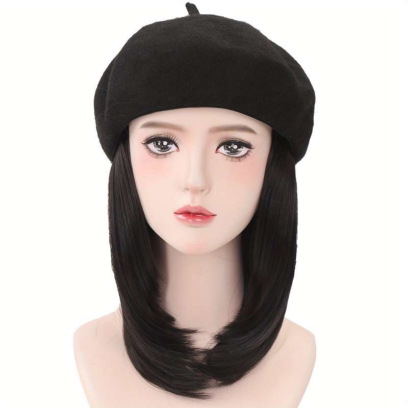 1Pc Black 45.72cm Fashion Design Wig