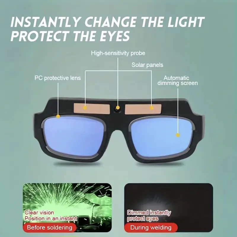 1pc Automatic Light-Adjusting Welding Glasses for Welders Color-Changing Welding Protection Labor Pr