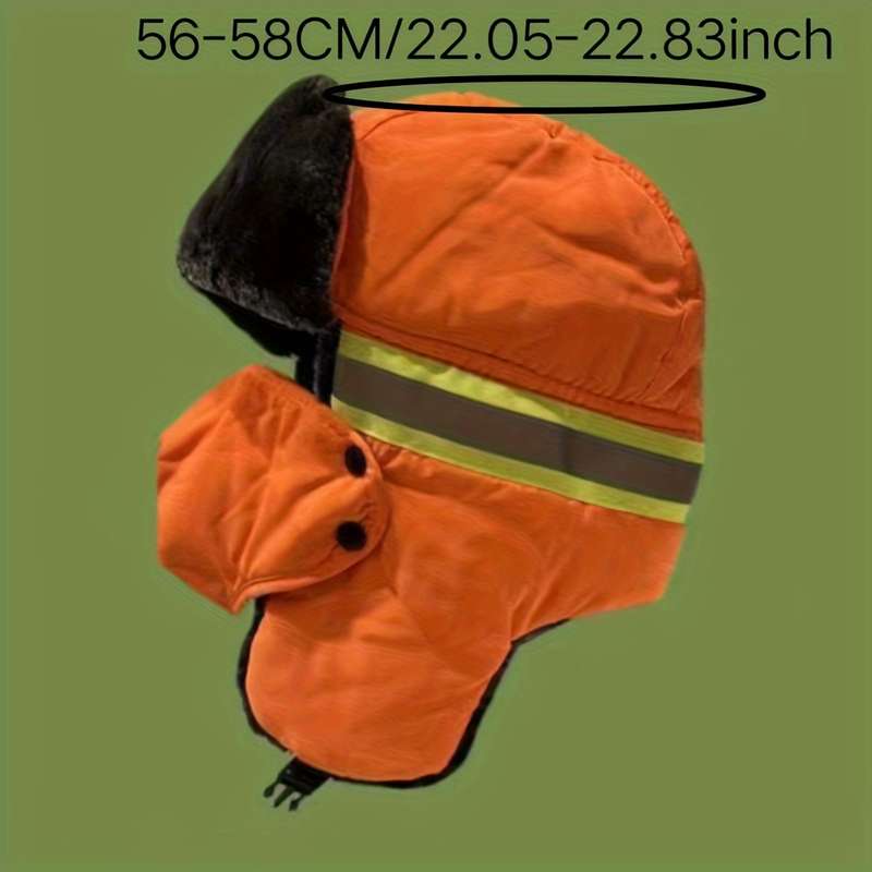 1pc Unisex Winter Cycling Cap with Built-In Face Mask Thickened Windproof Reflective Strips Ful