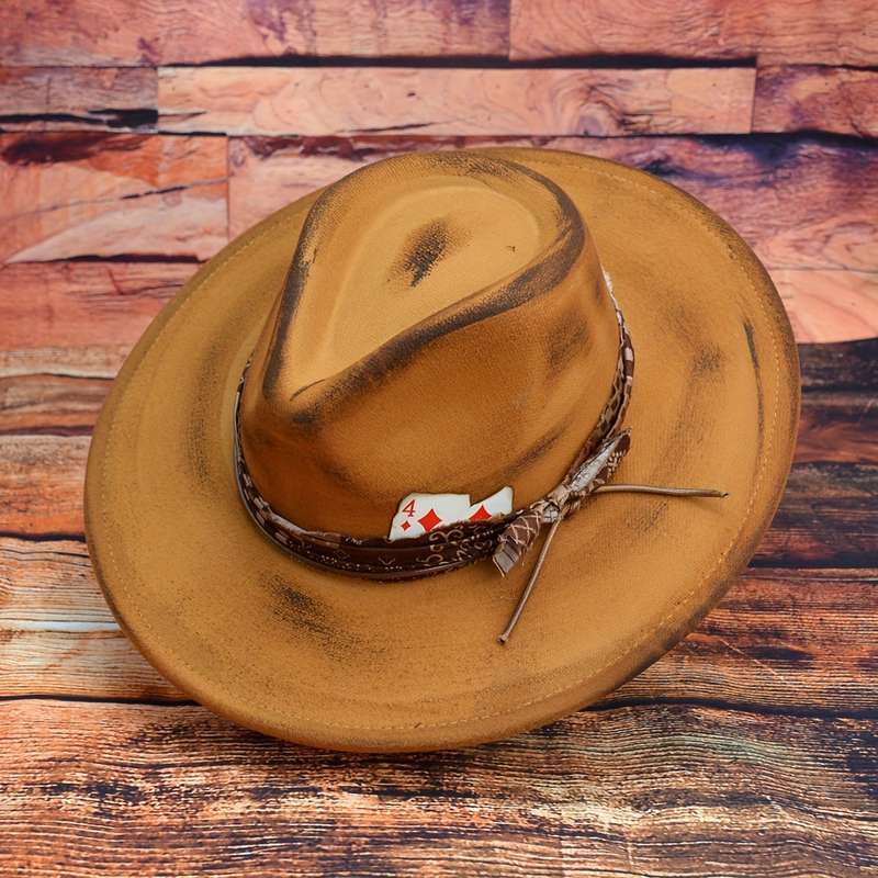1pc 1 Top Random Poker Card Pure Handmade Imitation Burnt Decor Autumn and Winter Hat