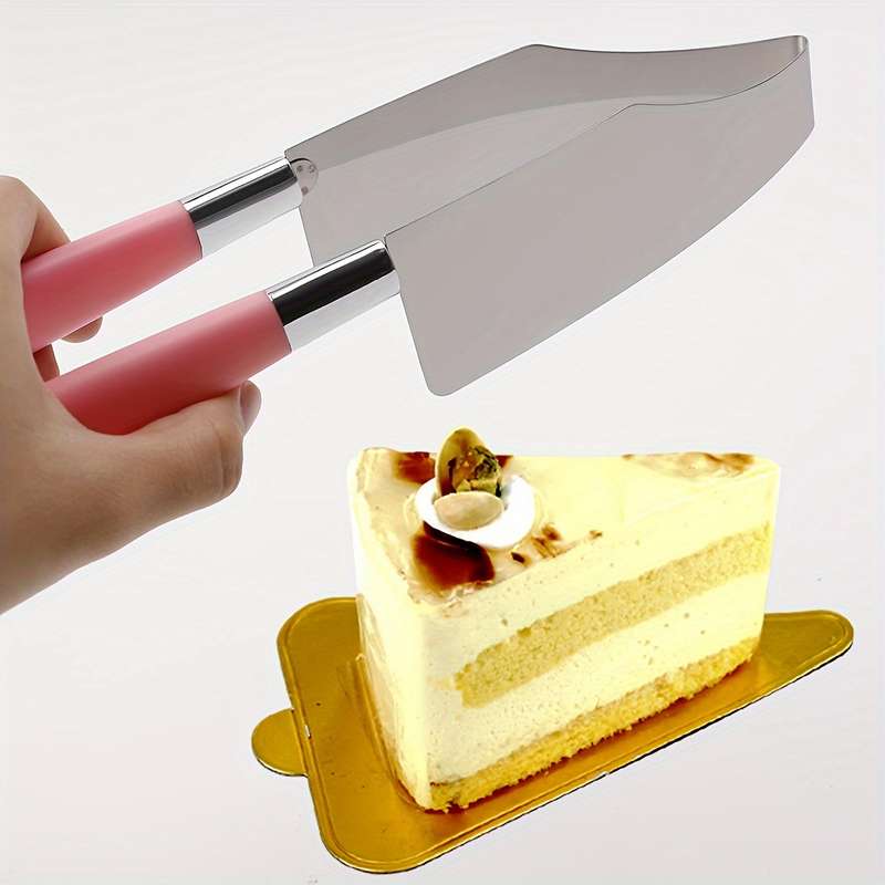 1pc Cake Knife Stainless Steel Cake Slicer Plastic Handle Cake Clip Pastry Dessert Slicer C