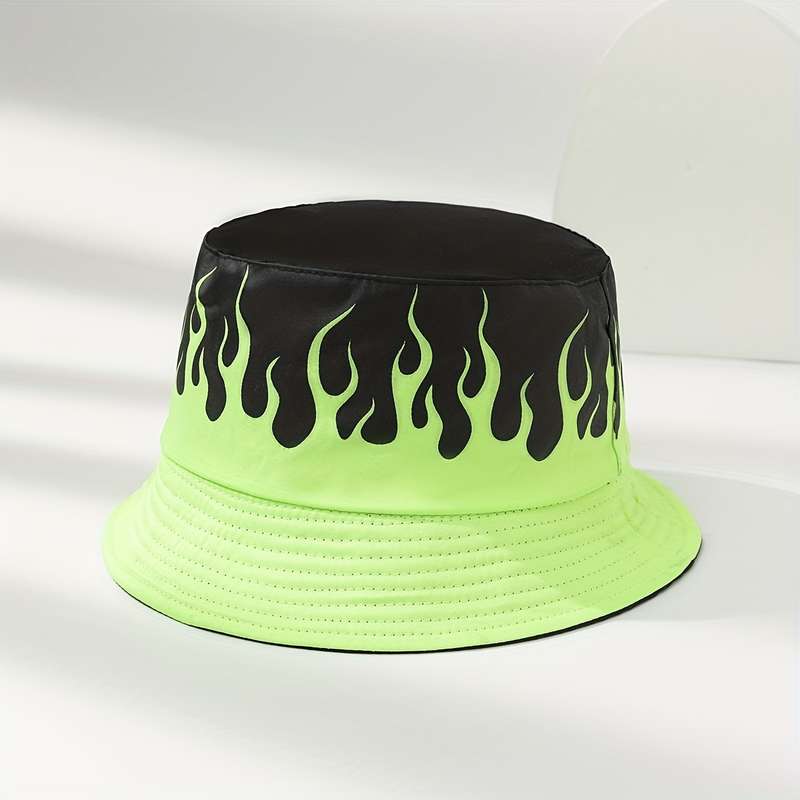 1pc Flame Pattern Fisherman Hat For Outdoor Beach Travel Unisex Ideal Choice For Gifts