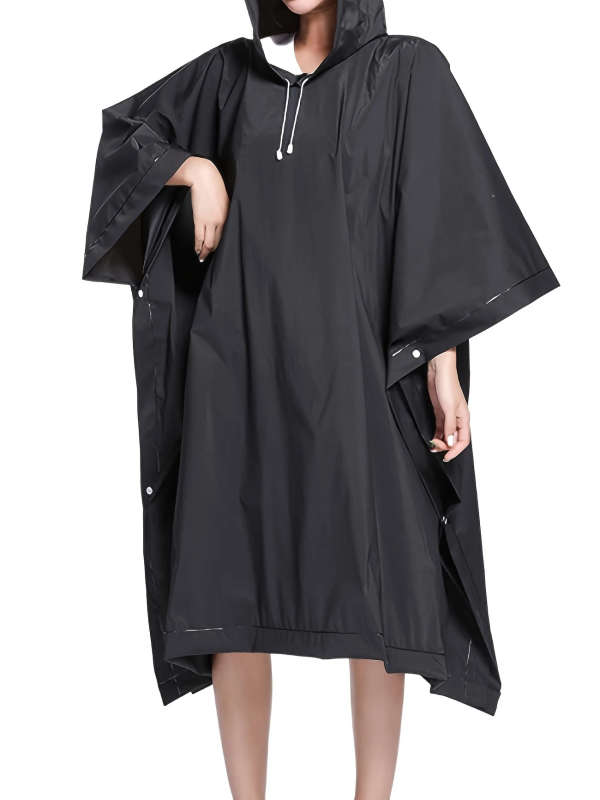 1pc Waterproof EVA Rain Poncho Lightweight Transparent Hooded Raincoat for Outdoor Hiking Camping