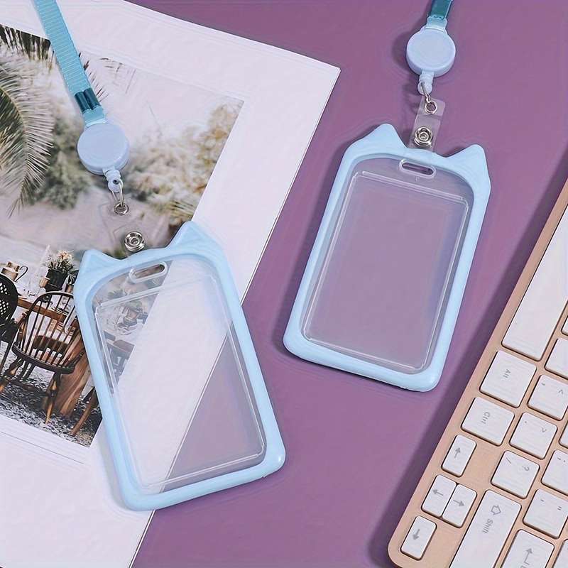 1pc 1 Cat Ear Card Holder Fashion Multi-purpose Student ID Adult Employee Bus Card Work Certificat