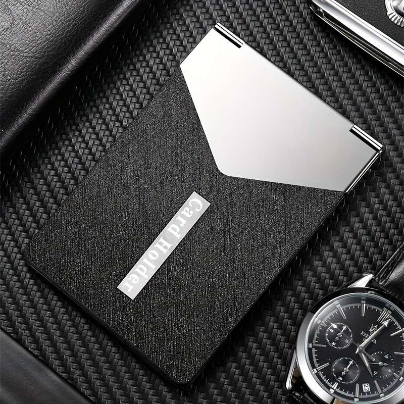 1pc Metal PU Leather Credit Card Holder Ultra-thin Driver's License Case ID Credit Card Holde