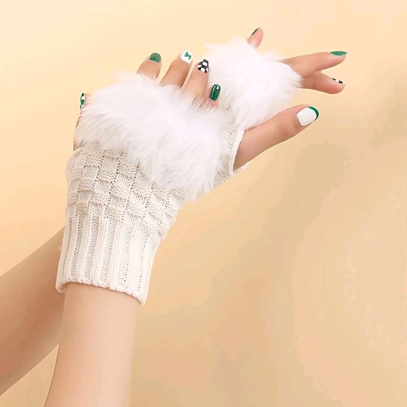 1 Pair Khaki Warm Gloves