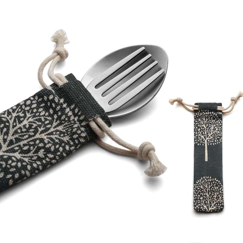2-in-1 Folding Spork Stainless Steel Spoon Fork for Camping Hiking Backpacking Includes