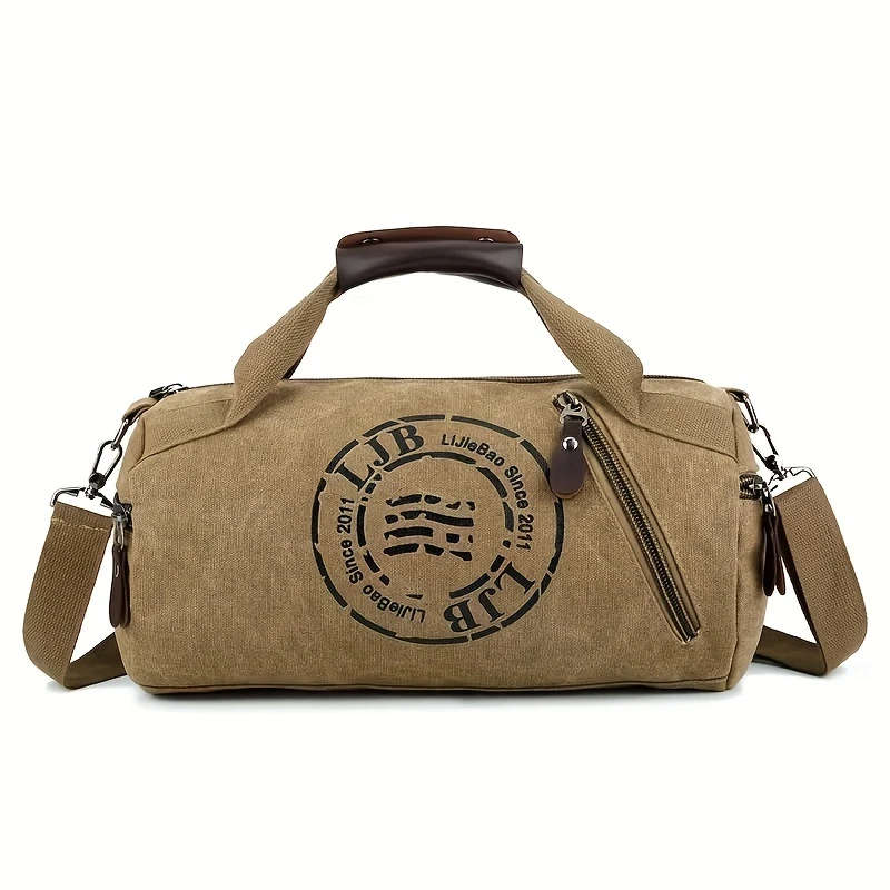 1pc Canvas Messenger Bag For Men Wear-resistant And Scratch-resistant Canvas Bucket Bag Travel Shoul