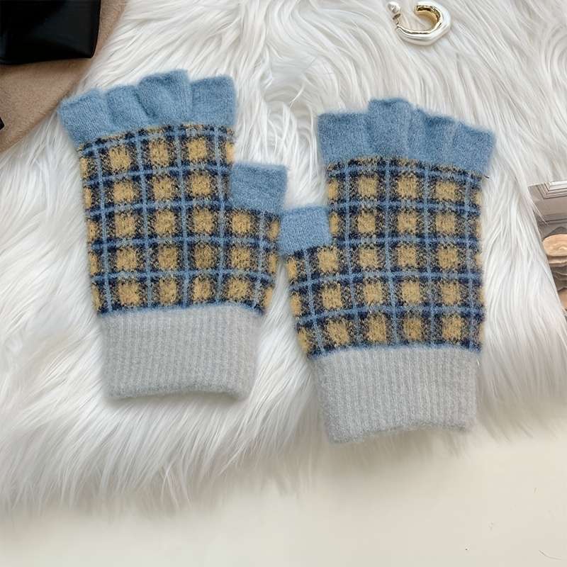 1 Pair Fingerless Cerulean Warm Gloves