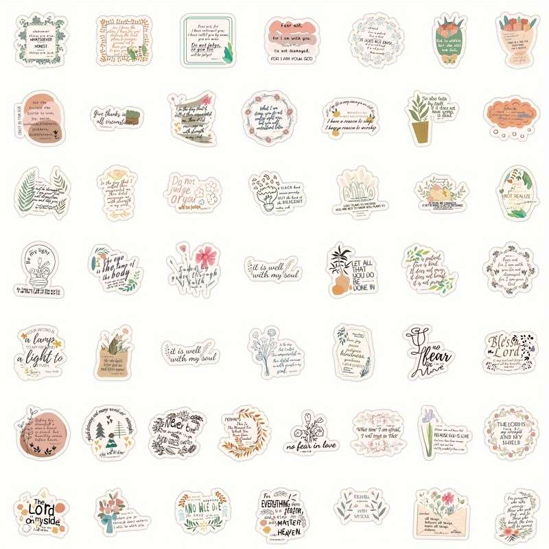 50pcs Bible Verses Stickers Jesus Christian Themed Stickers
