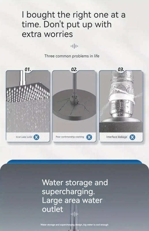1pc adjustable high pressure shower head top spray 6 speed large sprinkler pressurized single handheld shower head rain sprinkler bathroom accessories details 4