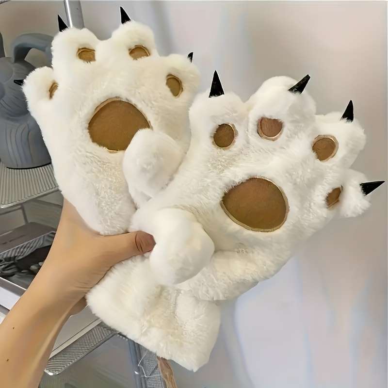 1 Pair Khaki Warm Gloves