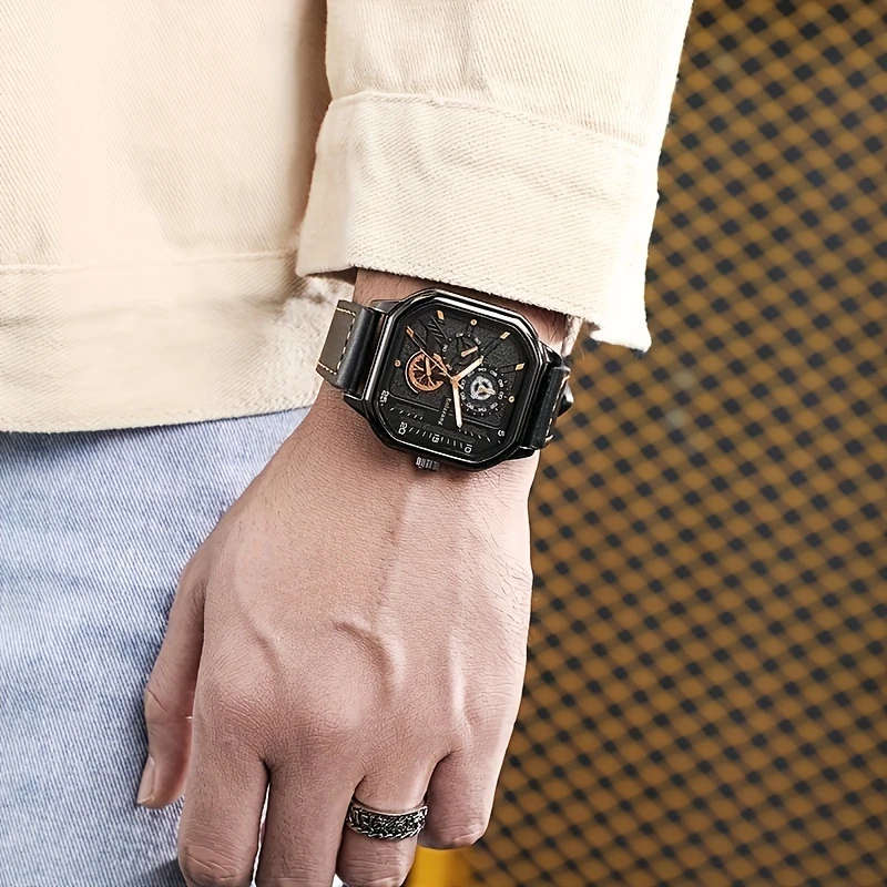 1pc Black Technology Watch Men's Advanced Sense New Concept Trend Sports Ideal Choice For Gifts