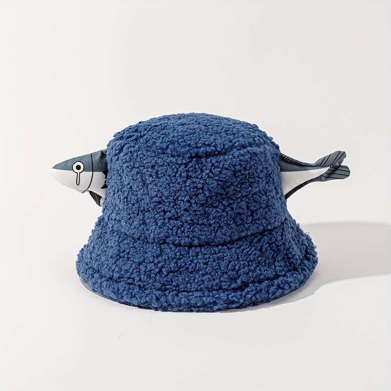 1pc Unisex Fisherman Bucket Hat 100% Polyester Plush Street Style Warm Breathable Outdoor Tr