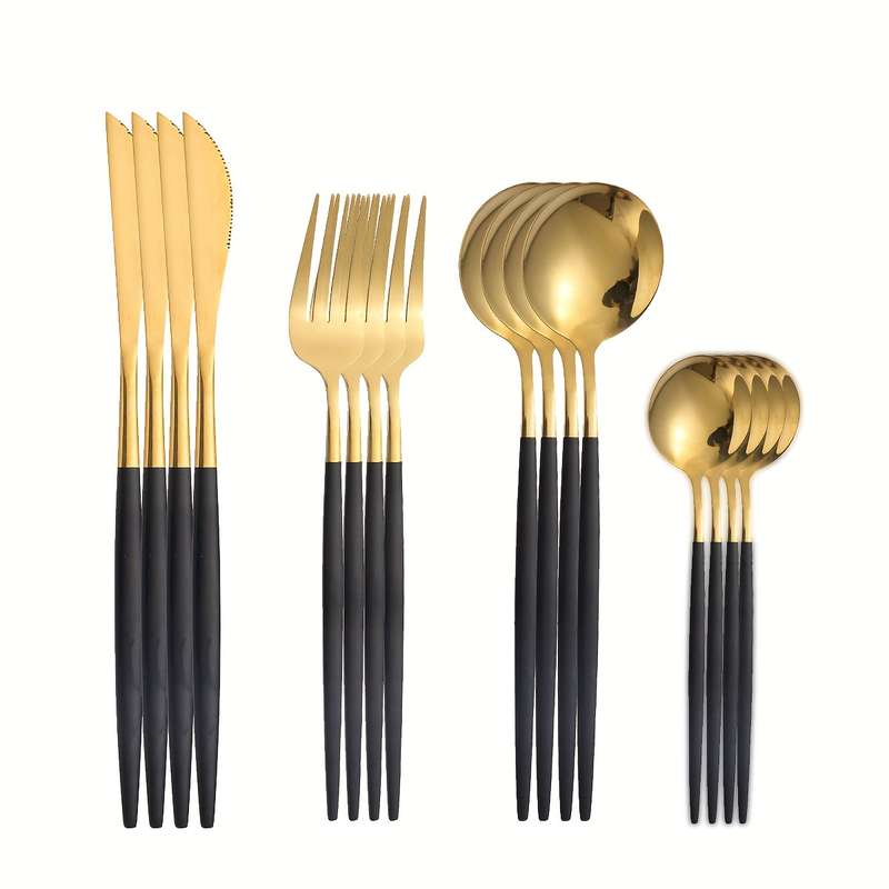 Set Of 16 Stainless Steel Portuguese Tableware Including 4 Sets Of Steak Knives Forks And Sp