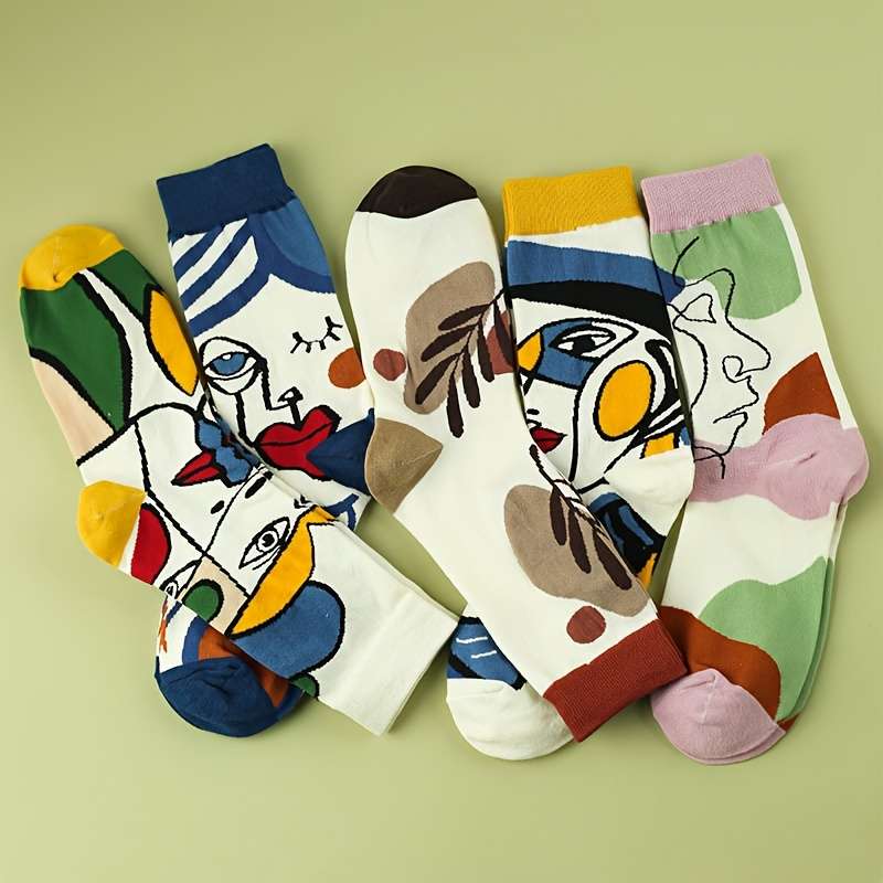5 Pairs Of Mixed Colors One Size High Elastic Socks