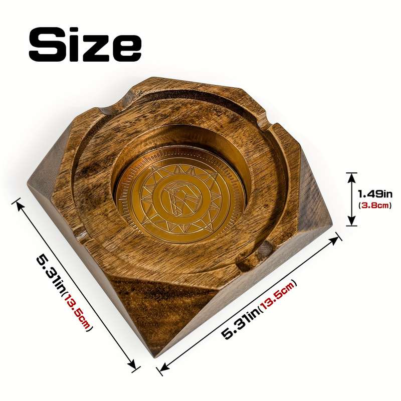 1pc Wooden Cigar Ashtray Vintage Square Ashtray Room Decor Home Decor