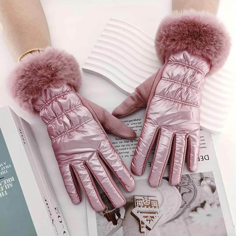 1 Pair Khaki Warm Gloves