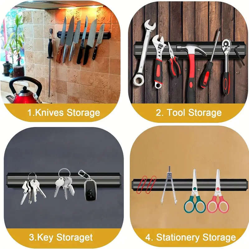 1pc Powerful Magnetic Knife Holder for Wall Space-Saving Secure Easy Access Adds Style Safety to You