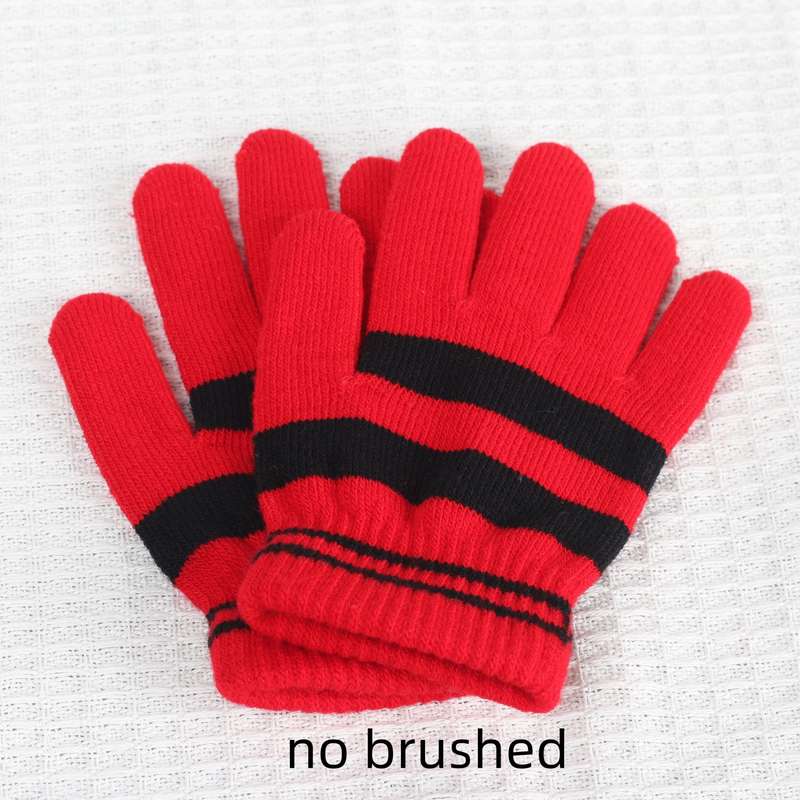 1 Pair Red And Black Style Ordinary No Velvet Warm Gloves