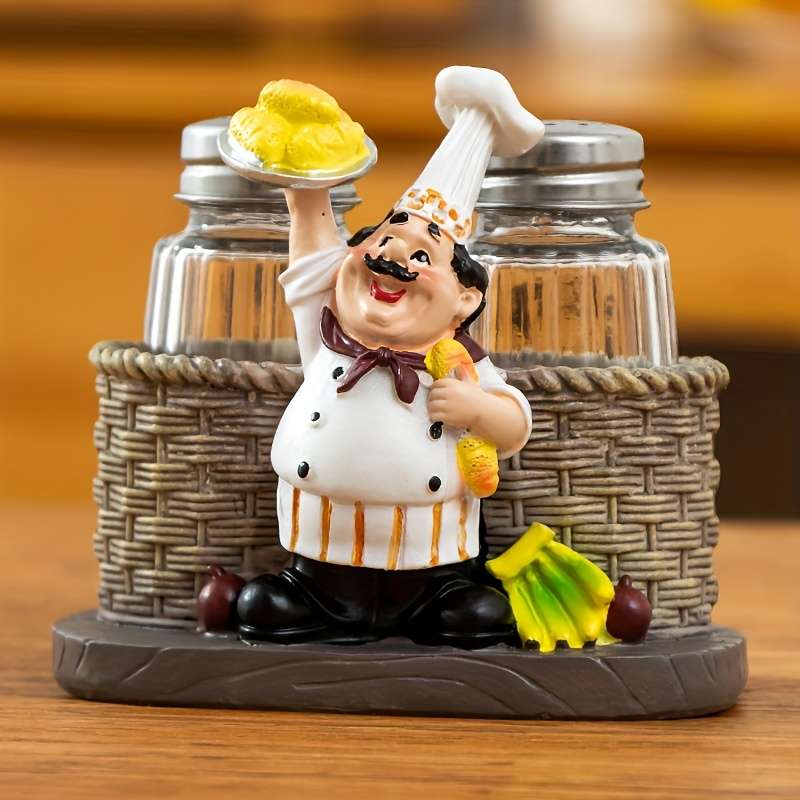 1pc Chef-Themed Glass Salt Pepper Shakers Perfect for Home Kitchen Restaurants Cafes Picni