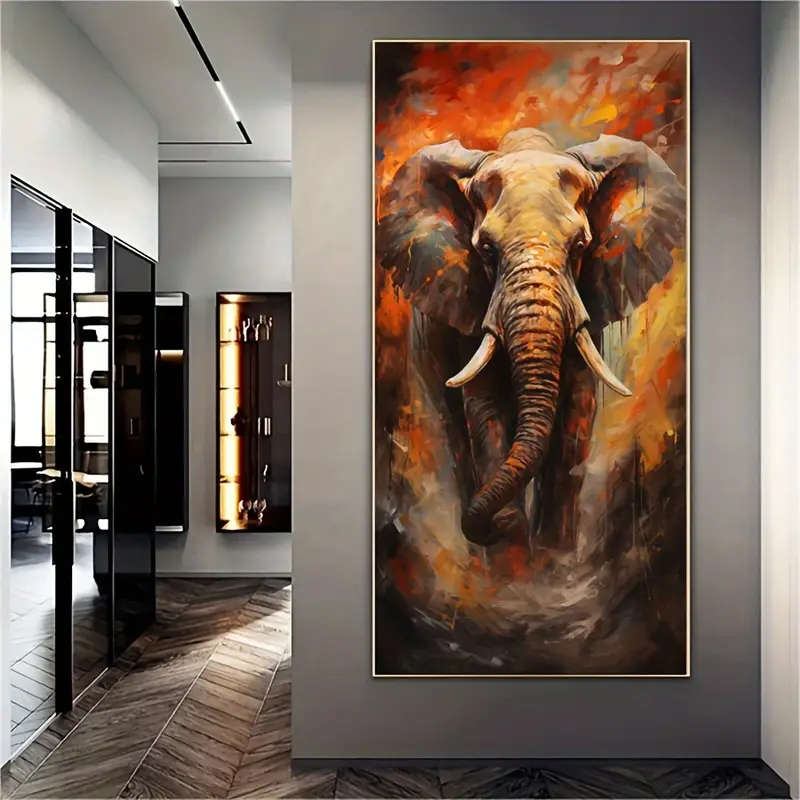 1pc Abstract Elephant Canvas Wall Art Modern Colorful Animal Pictures Print On Canvas Wildlife Artwo