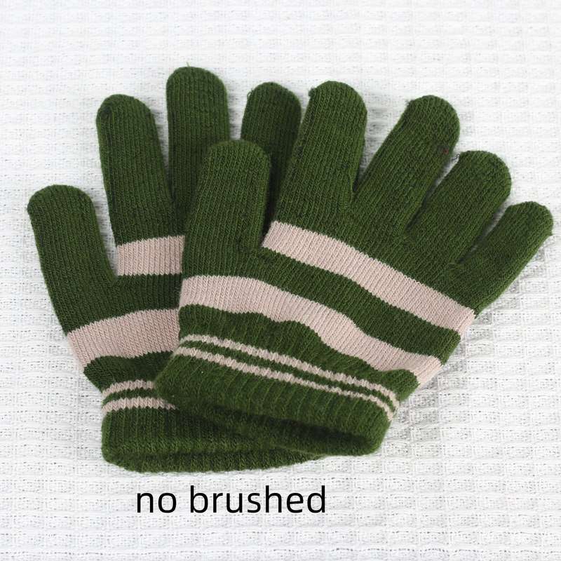 1 Pair Army Green Plus Beige Style Ordinary No Velvet Warm Gloves