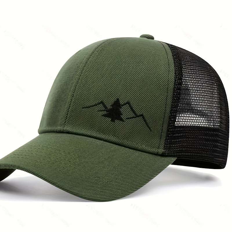 1pc Trendy Embroidered Trucker Hat Breathable Mesh Baseball Cap for Outdoor Skateboarding Busin