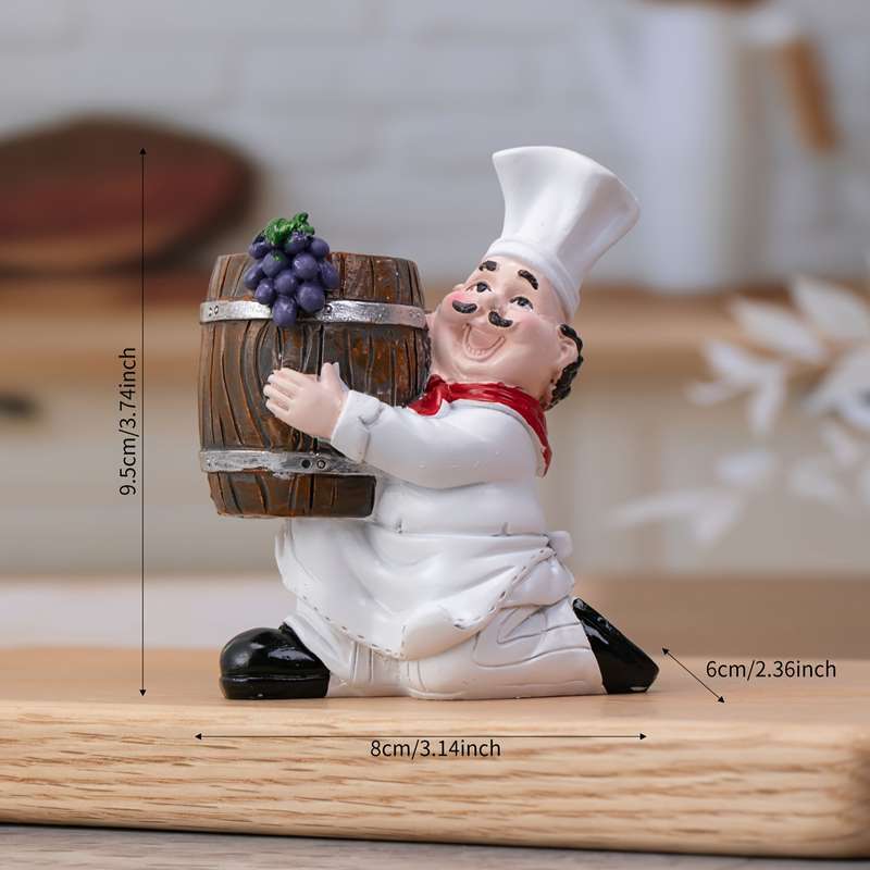 1pc Charming Chef-Themed Toothpick Holder with Wooden Bucket Resin No Power Needed Perfect for