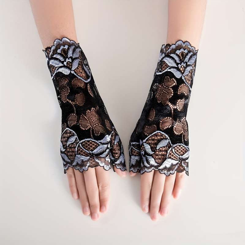 1 Pair Blue Half Finger Gloves