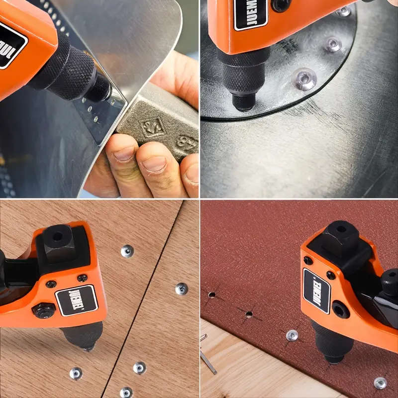 Rivet Gun with 80pcs Rivets Manual Rivet Gun Kit with 4 Changeable Rivet Heads Heavy Duty