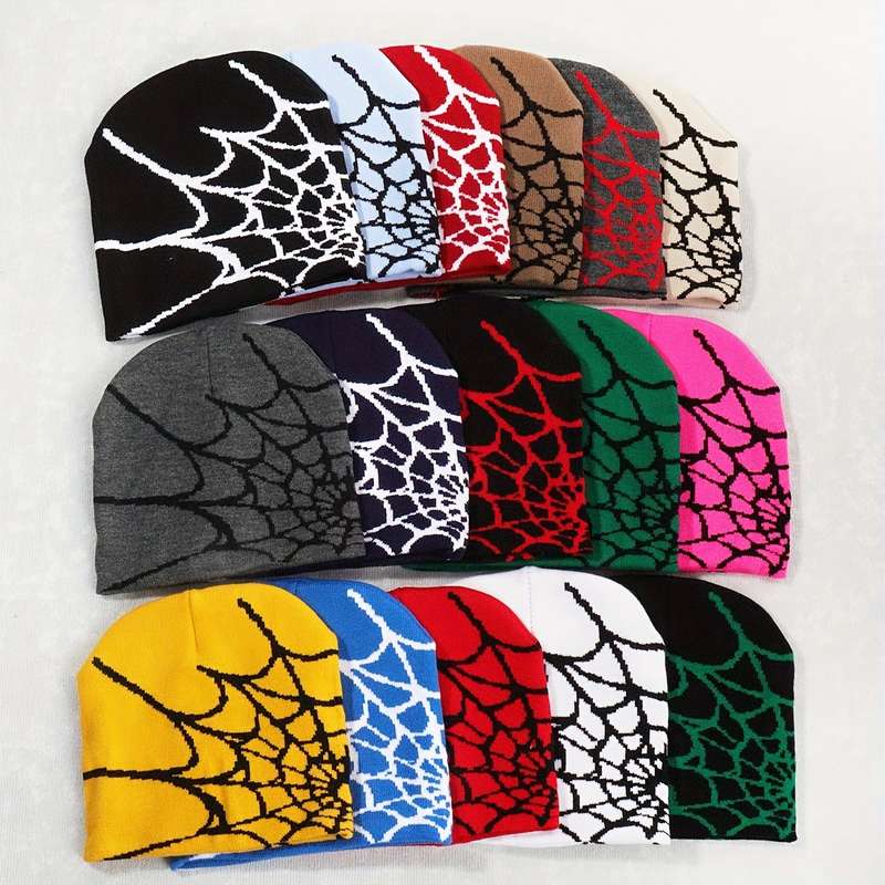 1pc Spider Web Knitted Beanie Hat Soft Lightweight Elastic and Warm Unisex Fashion Hat for Hal