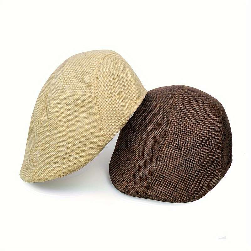 1pc Men's StylishLinen Beret Hat Retro Lightweight Duckbill Cap for Middle-Aged Elderly Brea