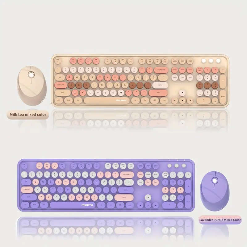 MOFII Sweet Retro Punk Mixed Color Wireless Keyboard and Mouse Set