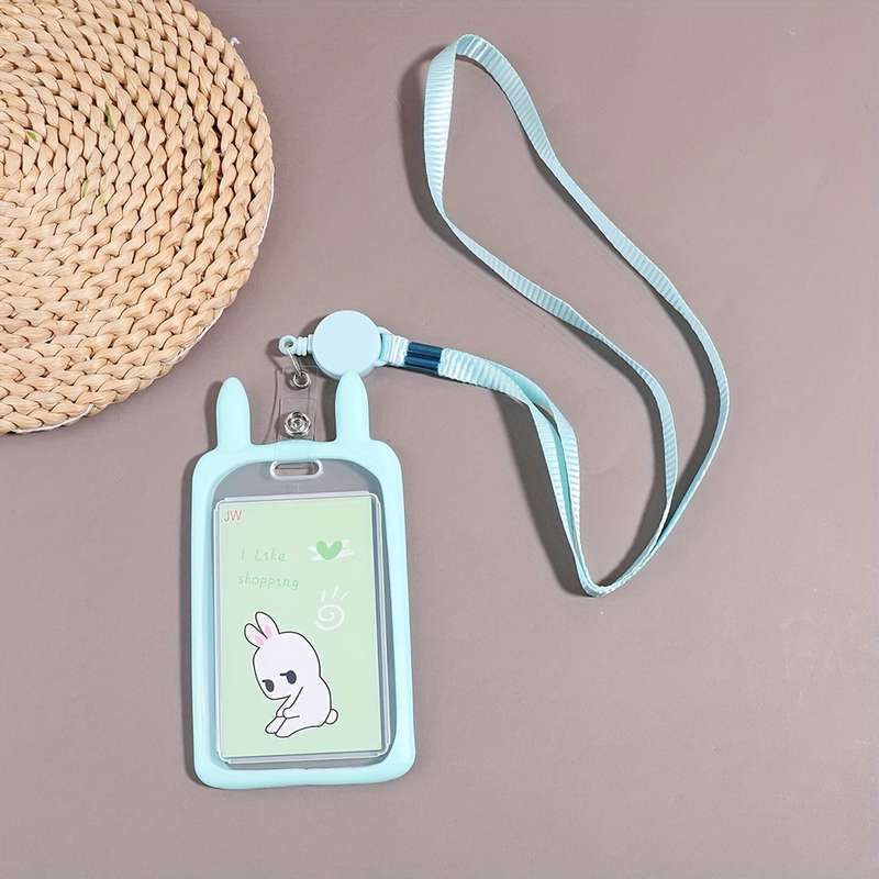 1pc 1pc Rabbit Ear-shaped Card Holder Versatile And Fashionable Can Be Used For Student ID Adul