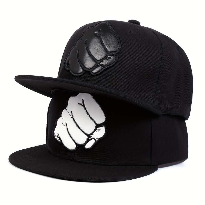 1pc Fist Patched Baseball Cap Outdoor Sun Hat Flat Brim Cap Adjustable Casual Hat For Travel