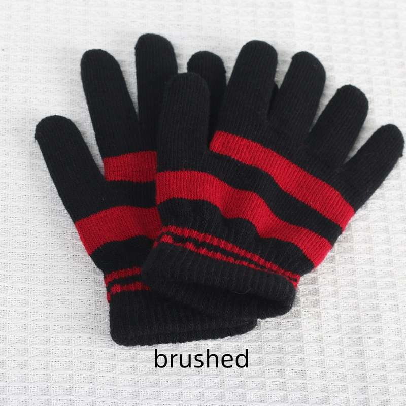1 Pair Red And Black Style Plus Velvet Warm Gloves