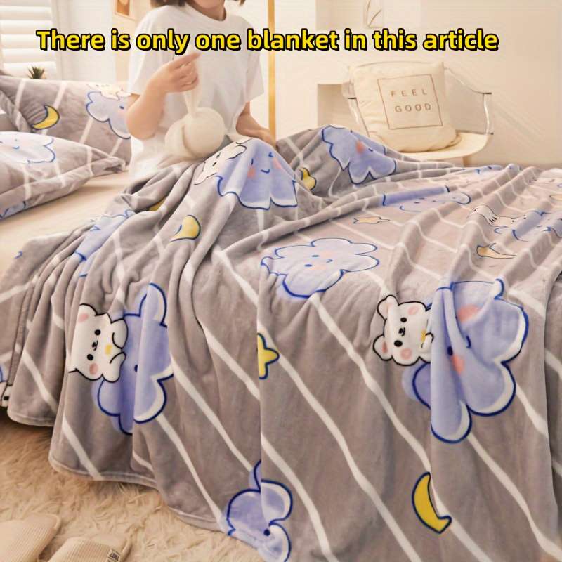 1ps Blanket Color Little Bear And Clouds Grey size 70cmx100cm