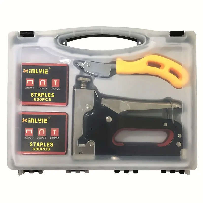 1 Set Upholstery 4In1 Staple Gun Heavy Duty With 1200 Staples Remover Gloves Manual Brad Nailer Powe