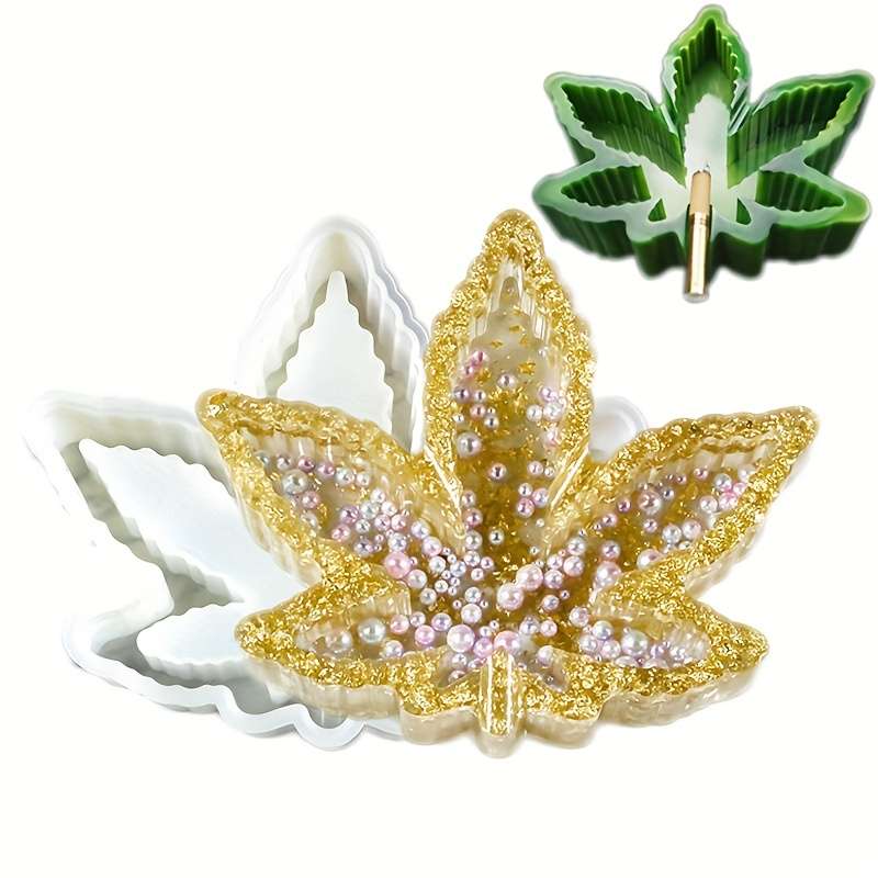 1pc DIY Crystal Drop Glue Mold Maple Leaf Ashtray Mirror Table Ashtray Storage Box Silica Gel M