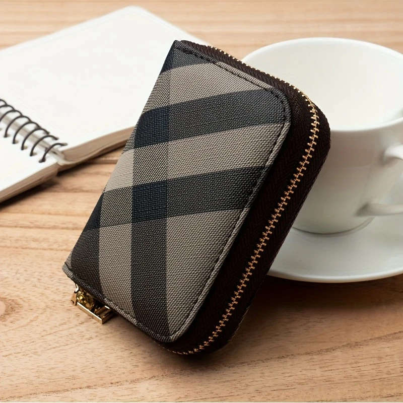 Women's Vintage Plaid Zipper Coin Purse and Credit Card Holder