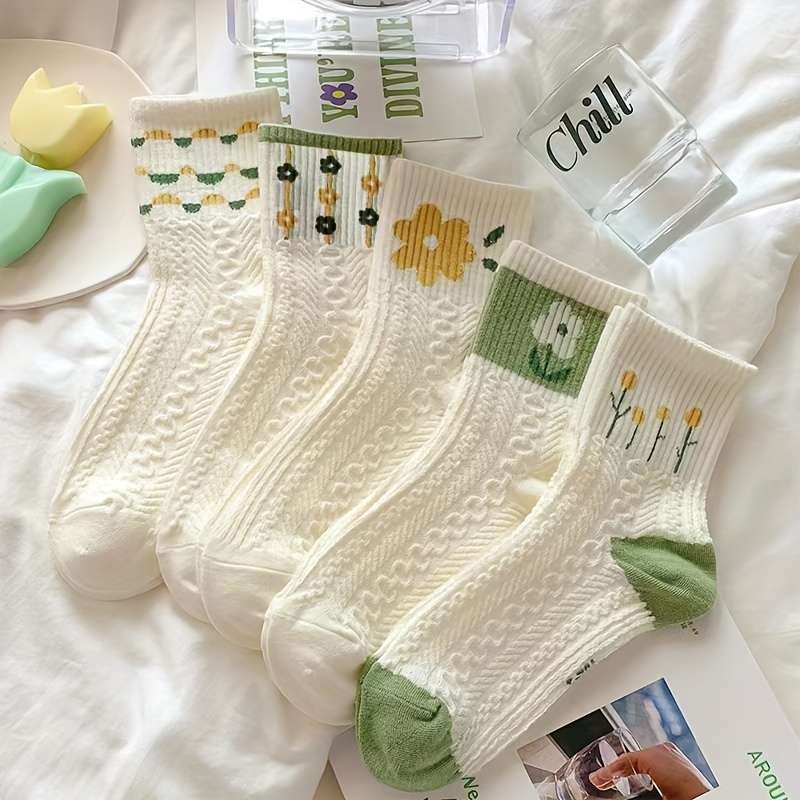 5 Pairs Mixed Color One Size High Elastic Socks