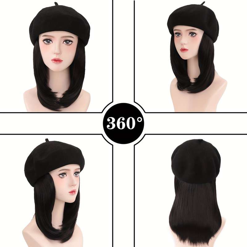 1Pc Black 45.72cm Fashion Design Wig